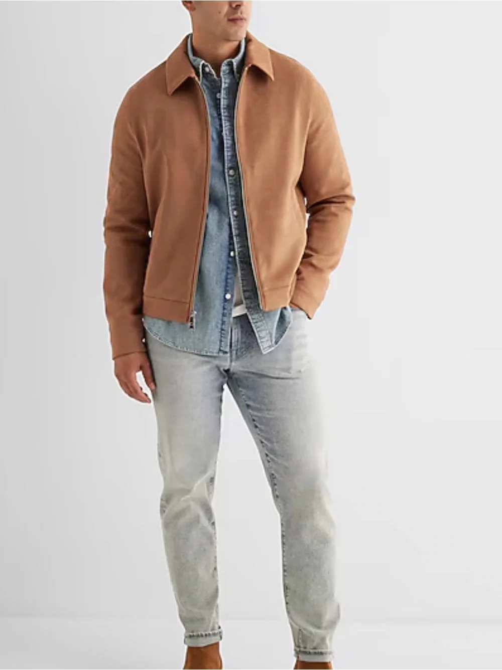 NWT Men’s EXPRESS Faux Suade Trucker Jacket size SMALL (36-38)